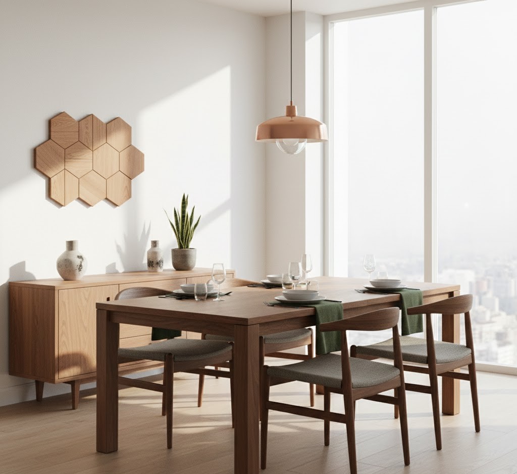 Dining area with wooden table
